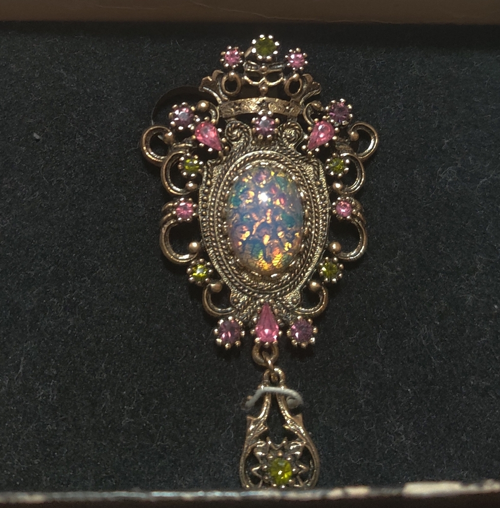Sarah Coventry Opal and Pink Brooch